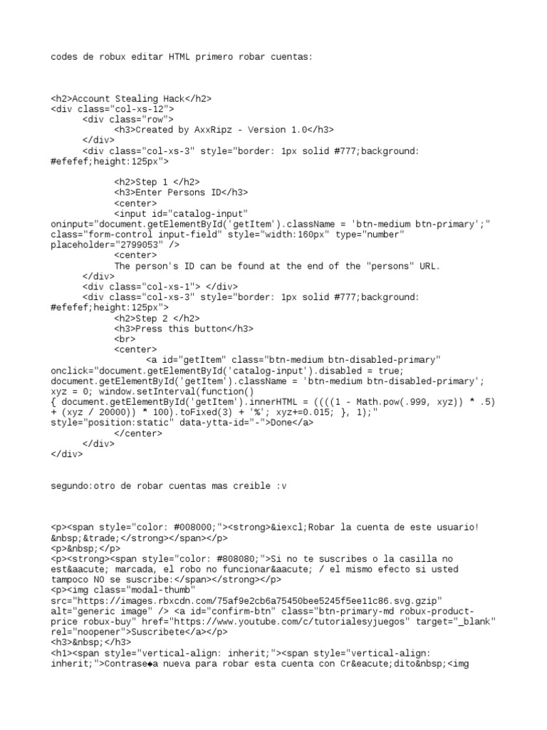Codes De Roblox For Html - como robar cuentas de roblox 2019 al 2020