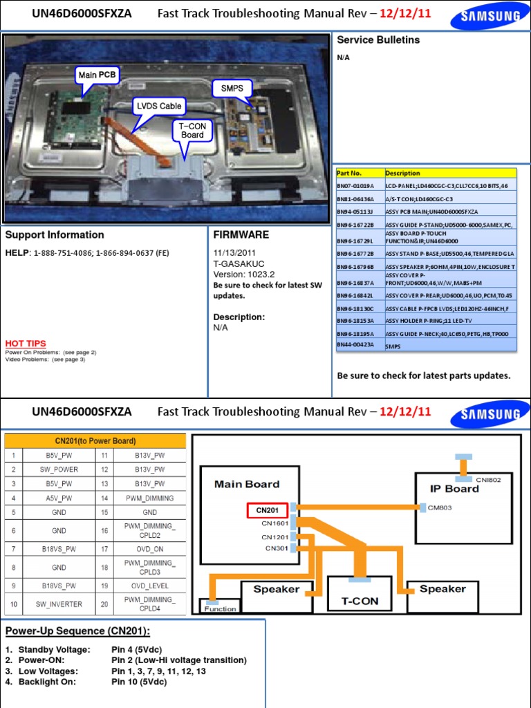 Samsung UN46D6000SFXZA Fast Track PDF Usb Hdmi