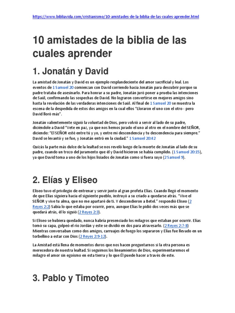 10 Amistades de La Biblia | PDF | Abrahán | David