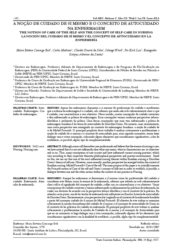 Autocuidado Enfermagem Pdf