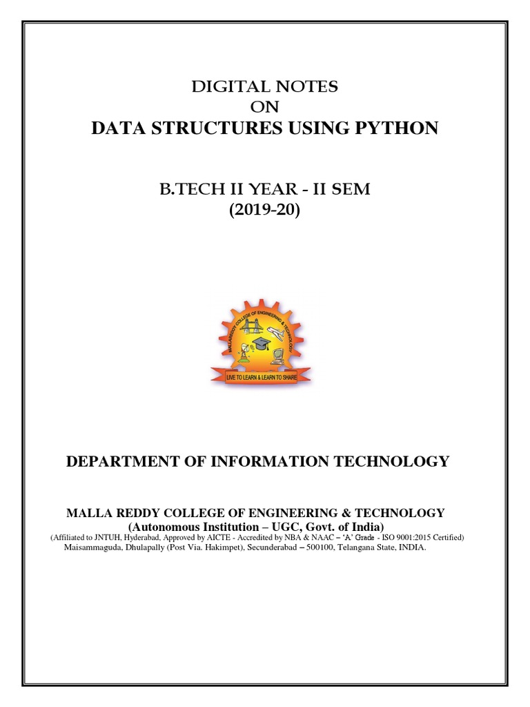 Data Structures in Python Notes | PDF | Control Flow | Variable ...