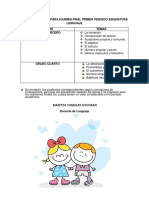 Tercero y Cuarto Temas de Repaso para Examen Final Primer Periodo Asignatura Lenguaje