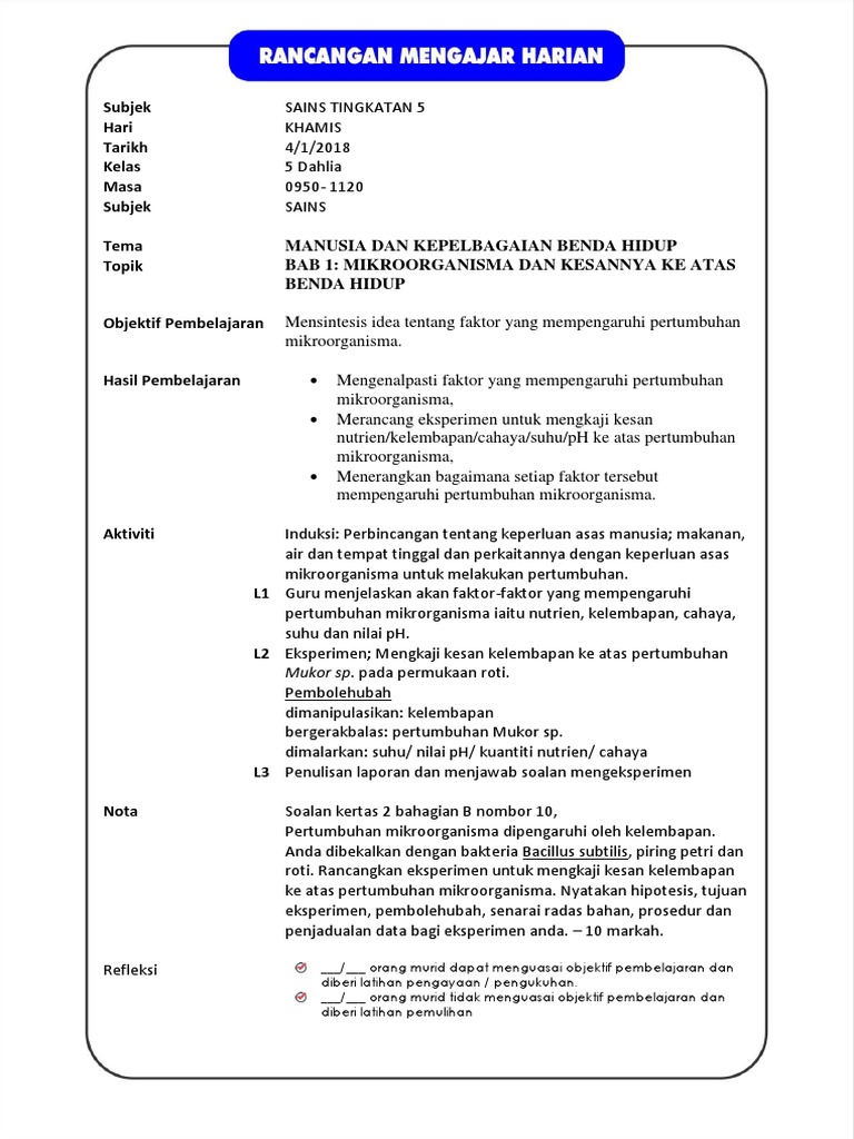 Rph Sains F5 1 2 Faktor Mempengaruhi Pertumbuhan Mikroorganisma Pdf