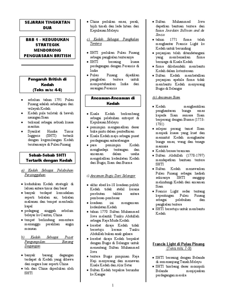 Sejarah Tingkatan 2 Semua Nota Pdf