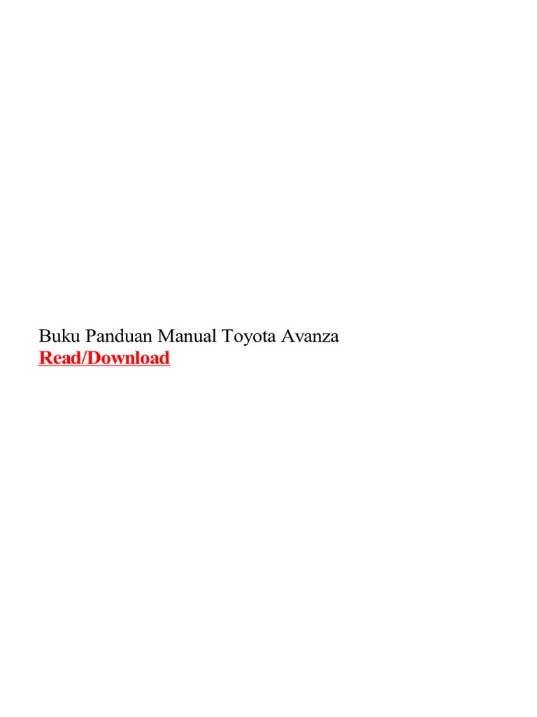 Buku Panduan Manual Toyota Avanza Pdf