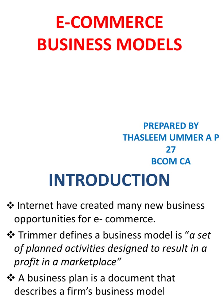 E-Commerce Business Models Explained | PDF | E Commerce | Marketing
