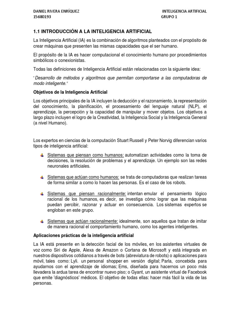 Introducción a la Inteligencia Artificial | PDF | Watson (computadora ...