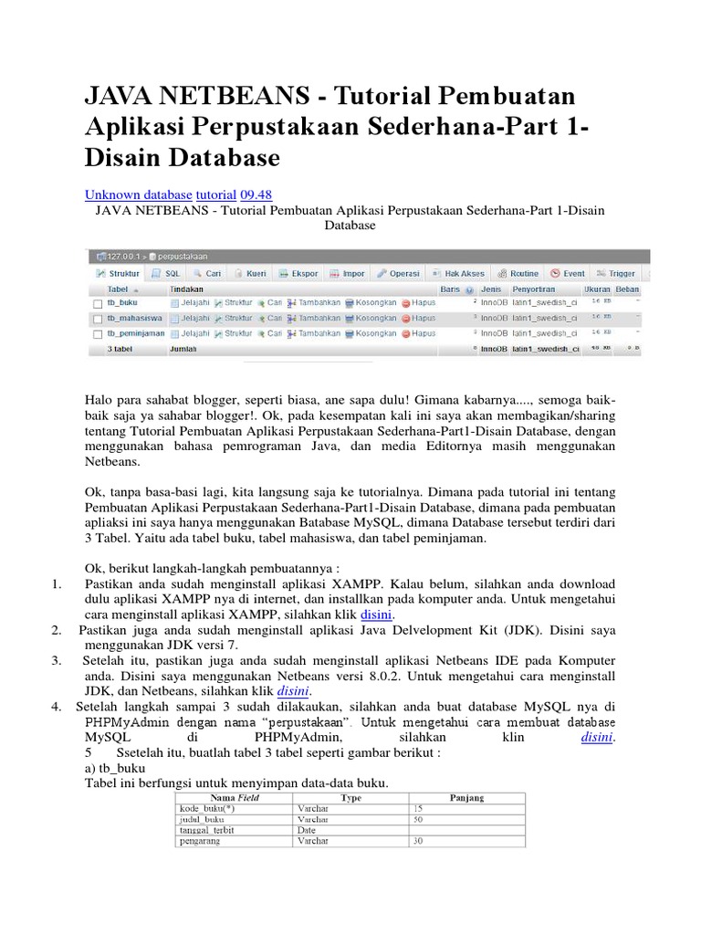 Tutorial Aplikasi Perpustakaan Java | PDF