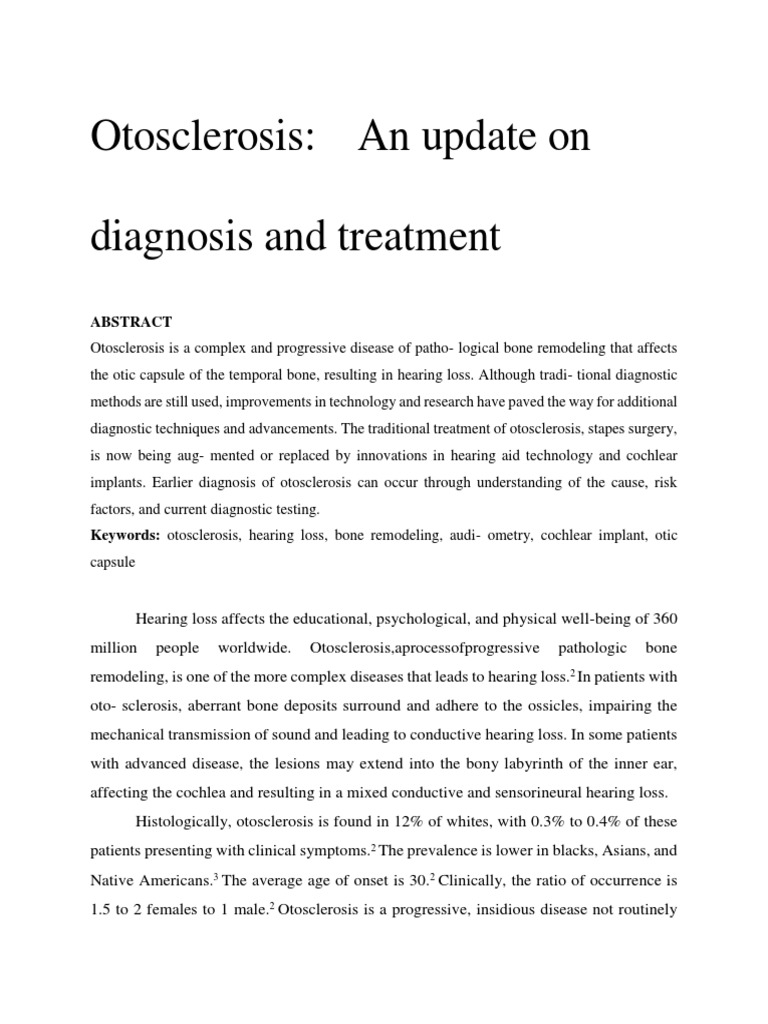 Otosclerosis PDF Hearing Loss Hearing Aid
