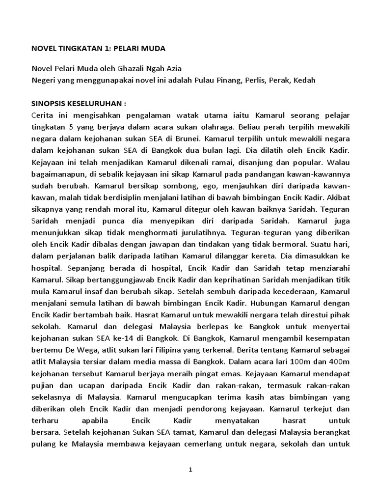 Novel Tingkatan 1 Pelari Muda Pdf