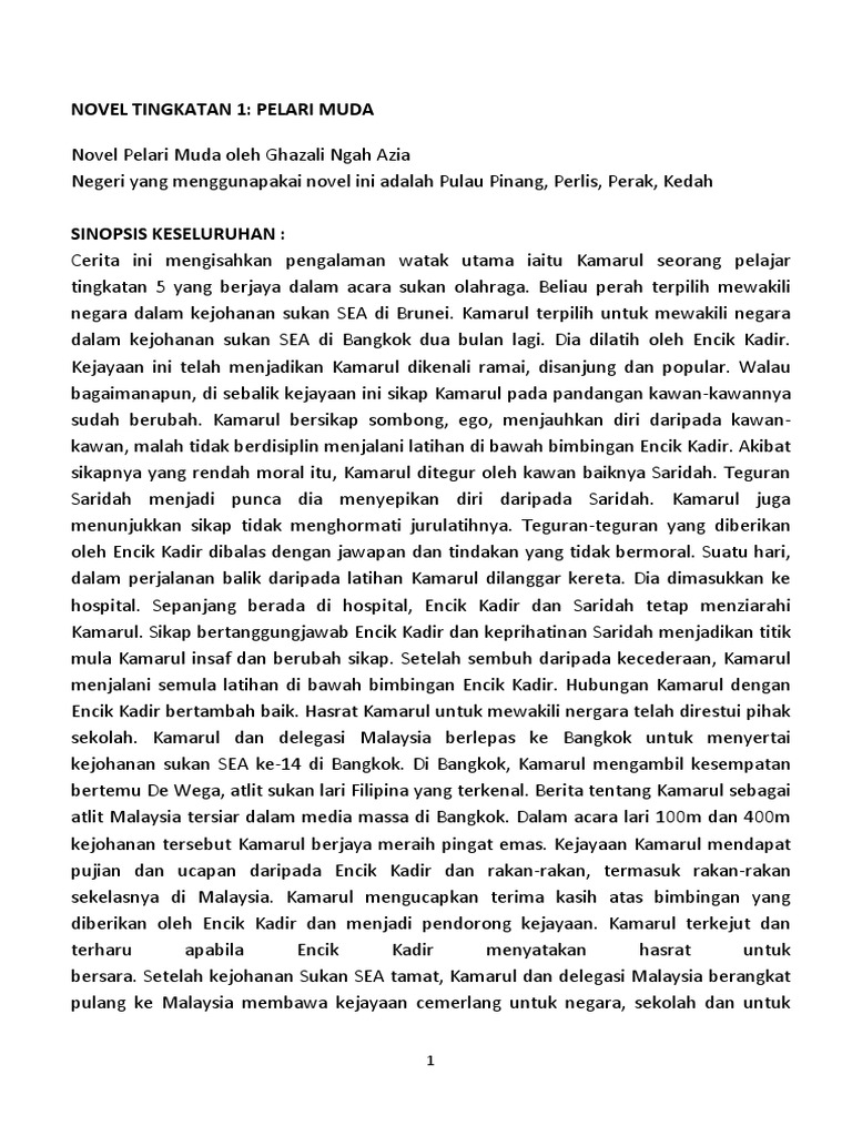 Novel Tingkatan 1 Pelari Muda Pdf