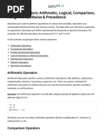 Python Operators - Arithmetic, Logical, Comparison, Assignment, Bitwise & Precedence