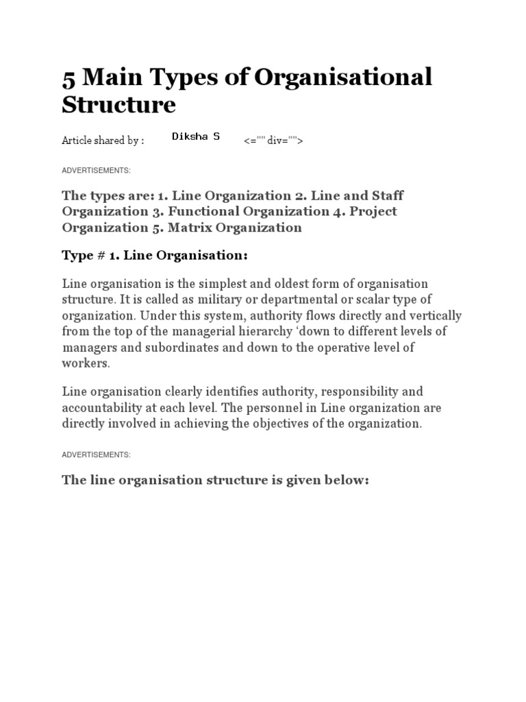 Types of Organizational Structures Explained | PDF | Inventory ...