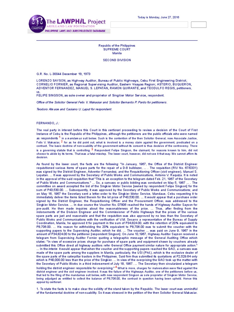 Supreme Court of the Philippines Decision on the Doctrine of Non