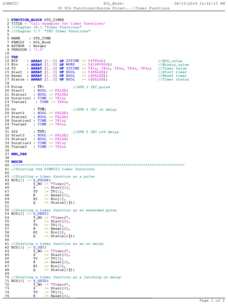 SCL Timer Function Examples | PDF | Computer Programming | Computing
