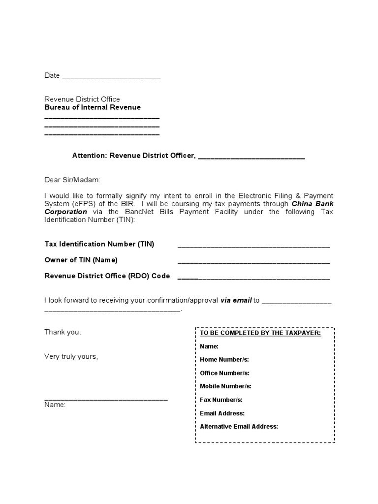 BIR eFPS LOI Individual PDF | PDF