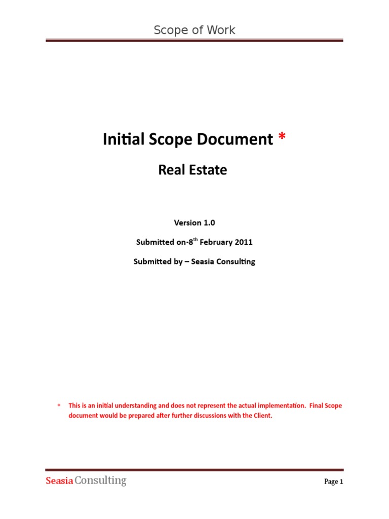 Real Estate Initial Scope Document | PDF | Real Estate Broker | Websites