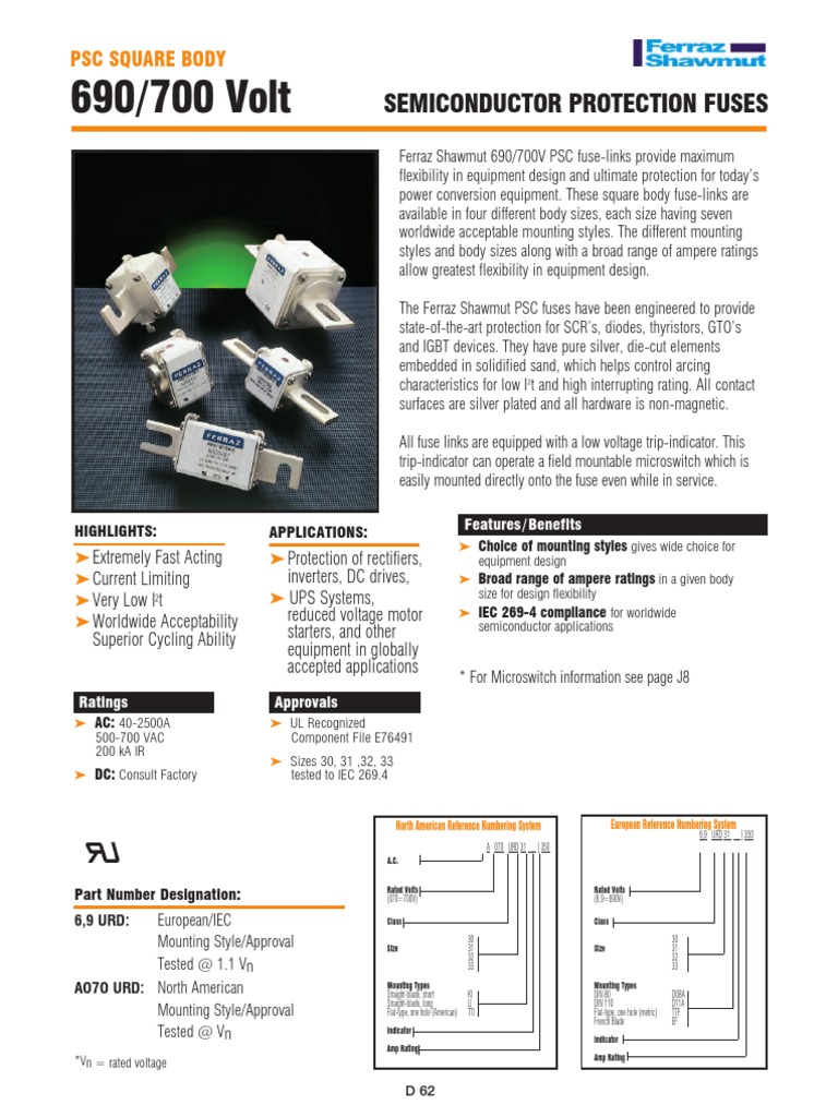 Semiconductor European 690V | PDF | Fuse (Electrical) | Electric Current
