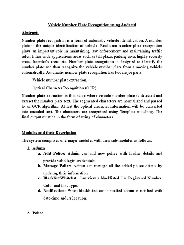 Android Vehicle Number Plate Recognition | PDF | Optical Character ...