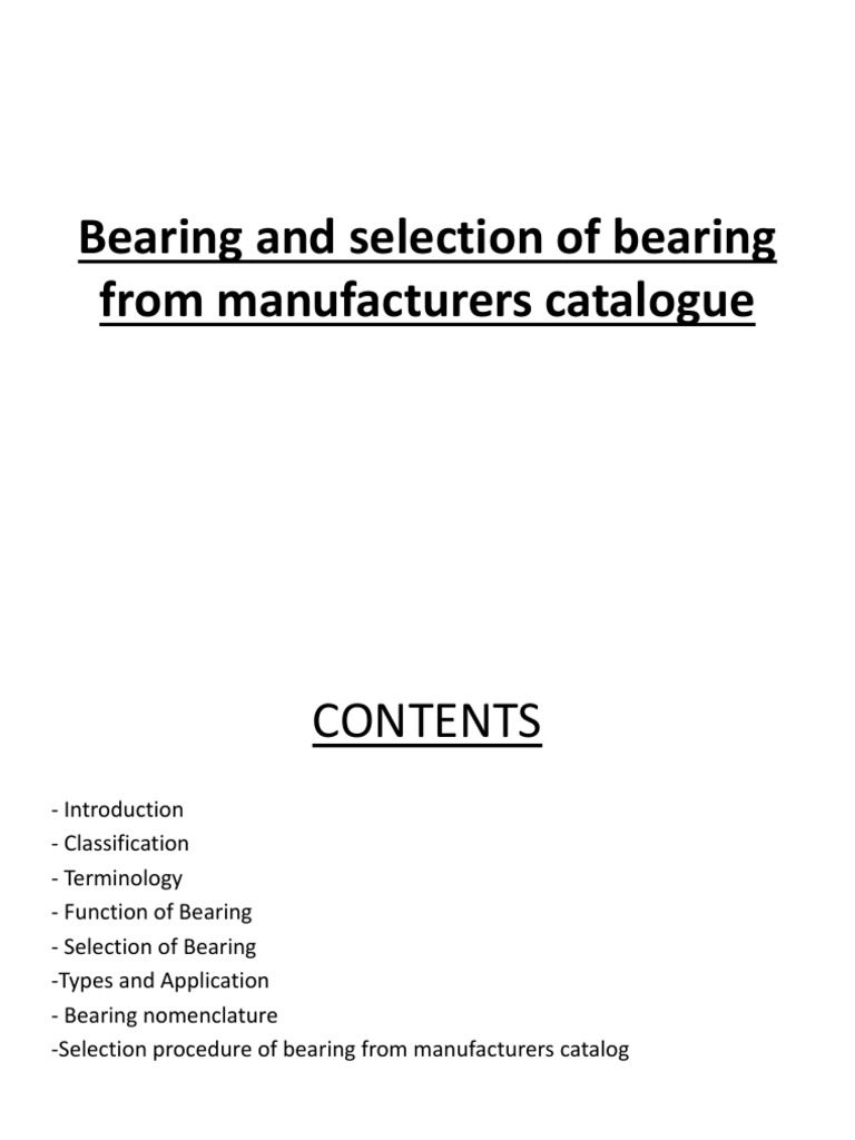 Bearing Selection from Manufacturer's Catalog | PDF | Bearing ...
