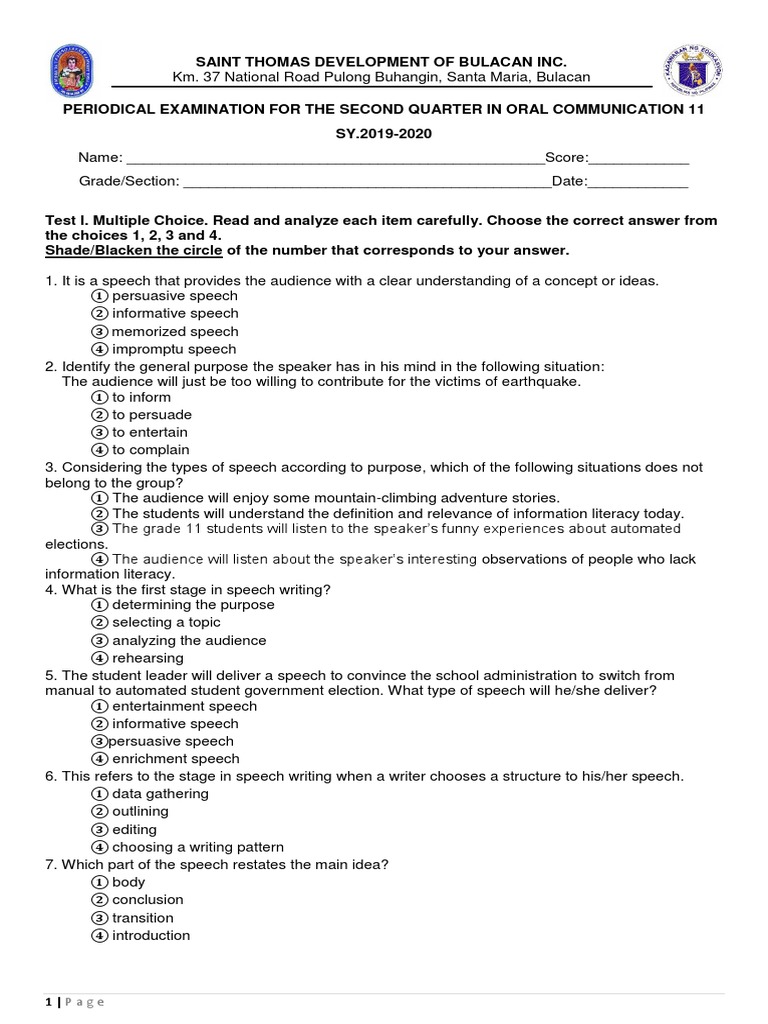 2ND PT. Oral Communication Final PDF Stress (Linguistics) Speech