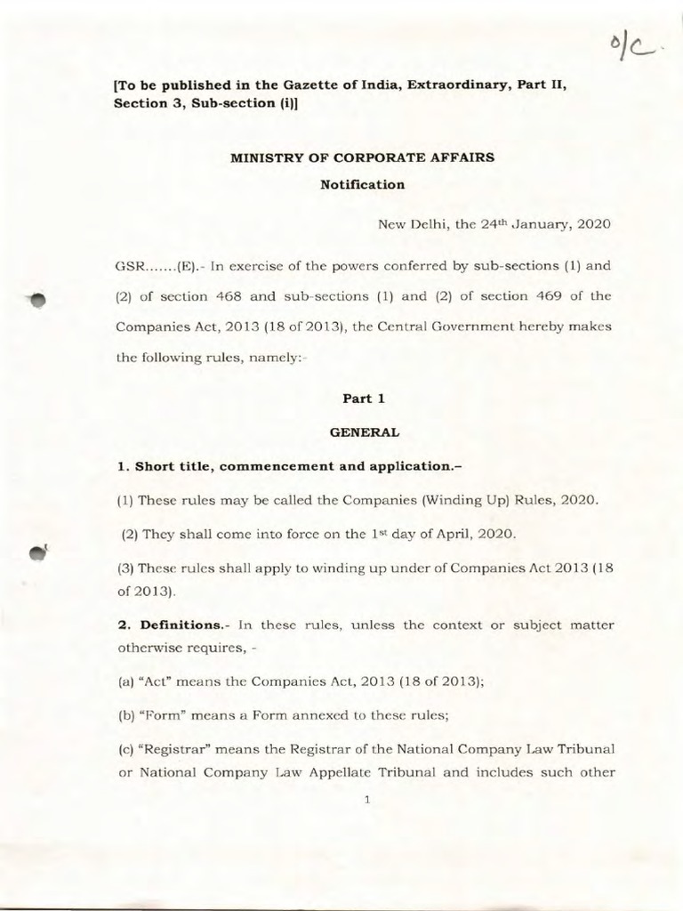 Winding Up Rules 2020