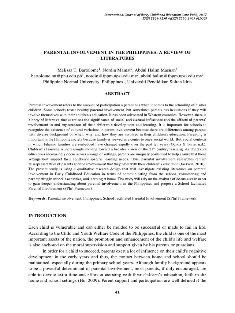 Parental Involvement in the Philippines: Review | PDF | Parenting ...