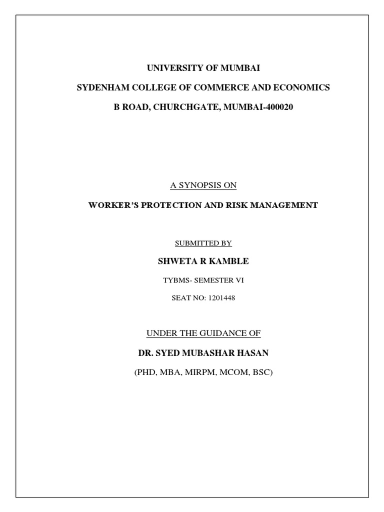 Synopsis Shweta Final | PDF | Employment | Occupational Safety And Health