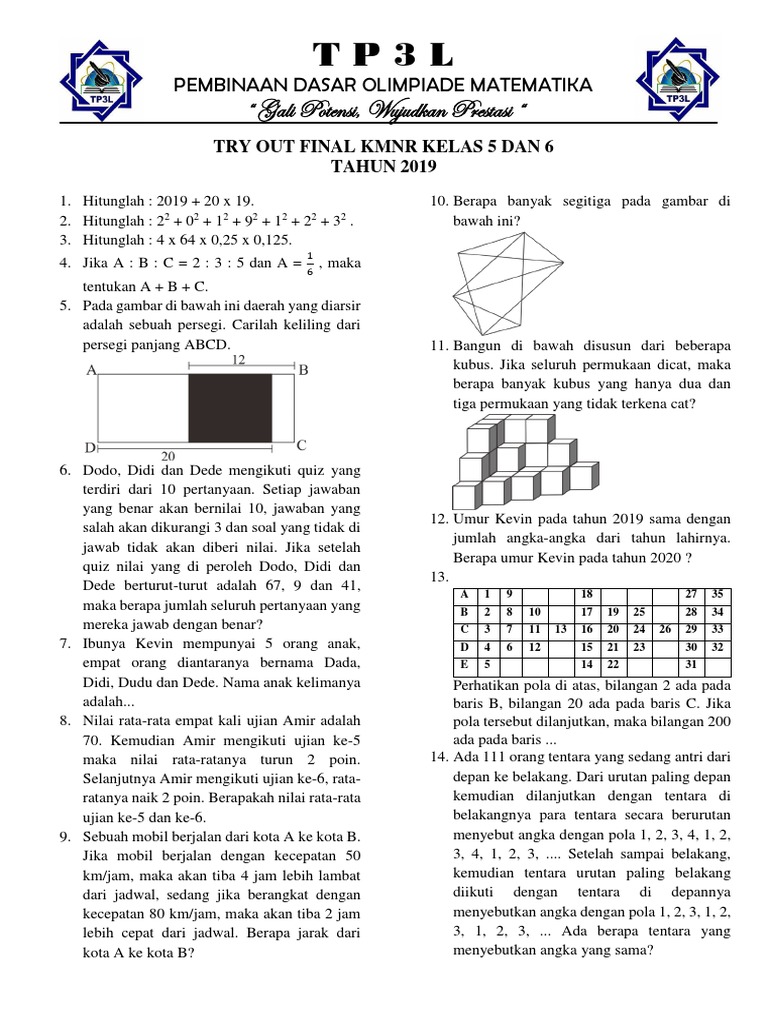 Try Out 1 Final Kmnr Kelas 5 Dan 6