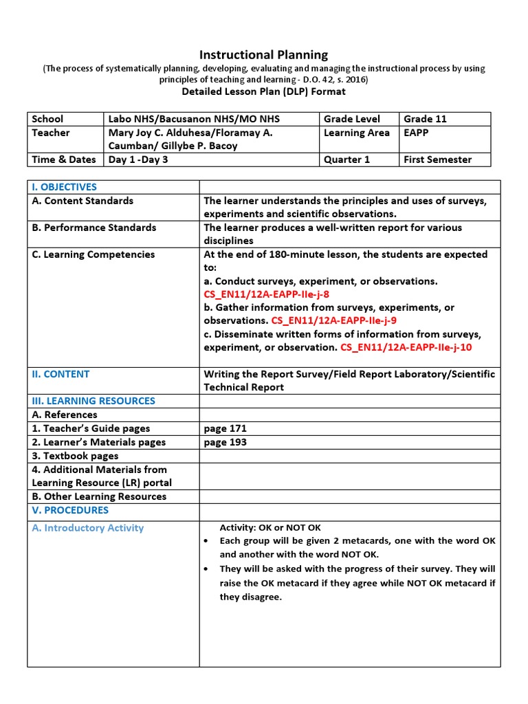 EAPP Detailed Lesson Plan for Grade 11 | PDF | Learning | Teachers