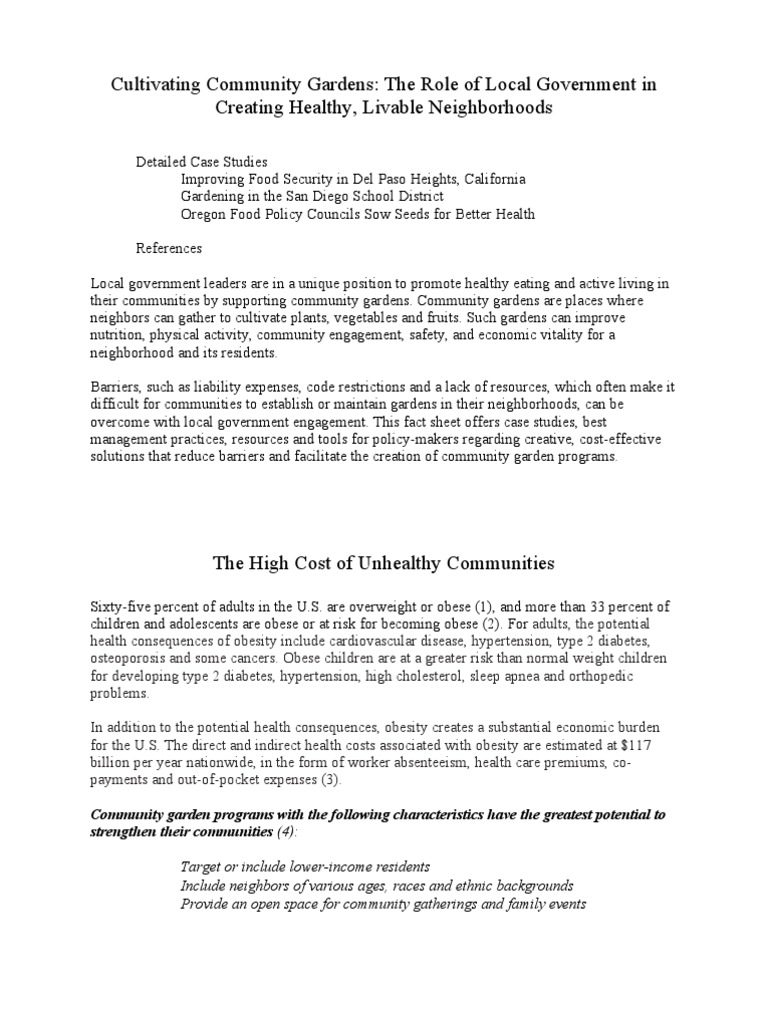 Cultivating Community Gardens - The Role of Local Government | PDF ...