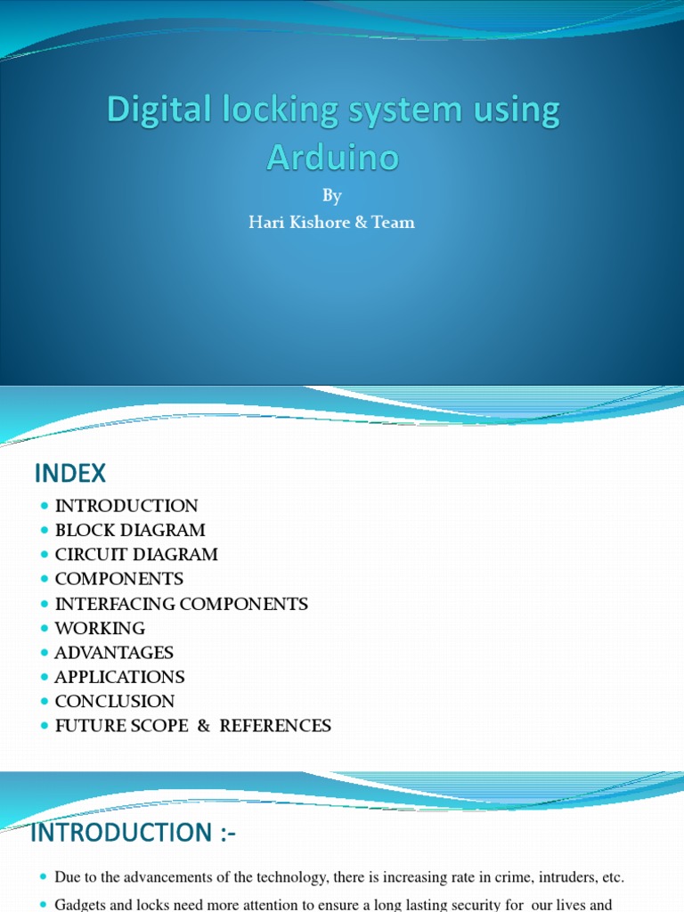 Digital Locking System PPT Using Arduino (K) | PDF | Arduino | Personal ...
