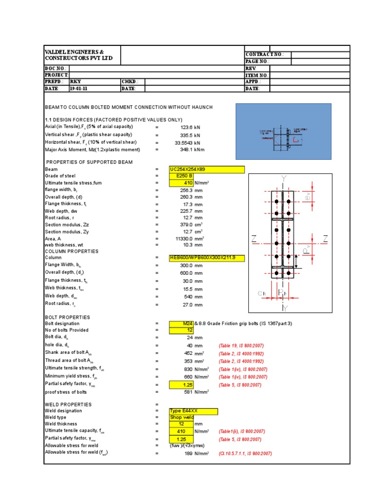 Beam to Column Connection Design Details | PDF | Screw | Beam (Structure)