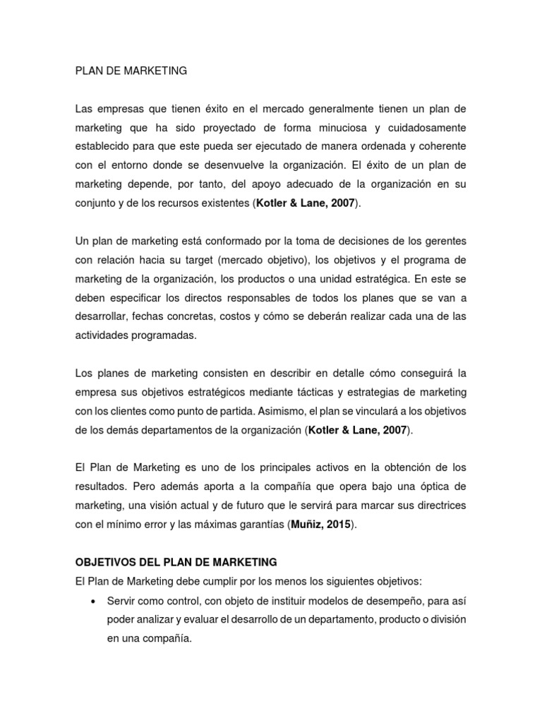 Estrategias y Estructura del Plan de Marketing | PDF | Marketing ...