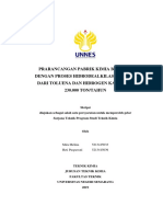 Prarancangan Pabrik Kimia Benzena dengan Proses Hidrodealkilasi Termal dari Toluena dan Hidrogen Kapasitas 230.000 Ton/Tahun