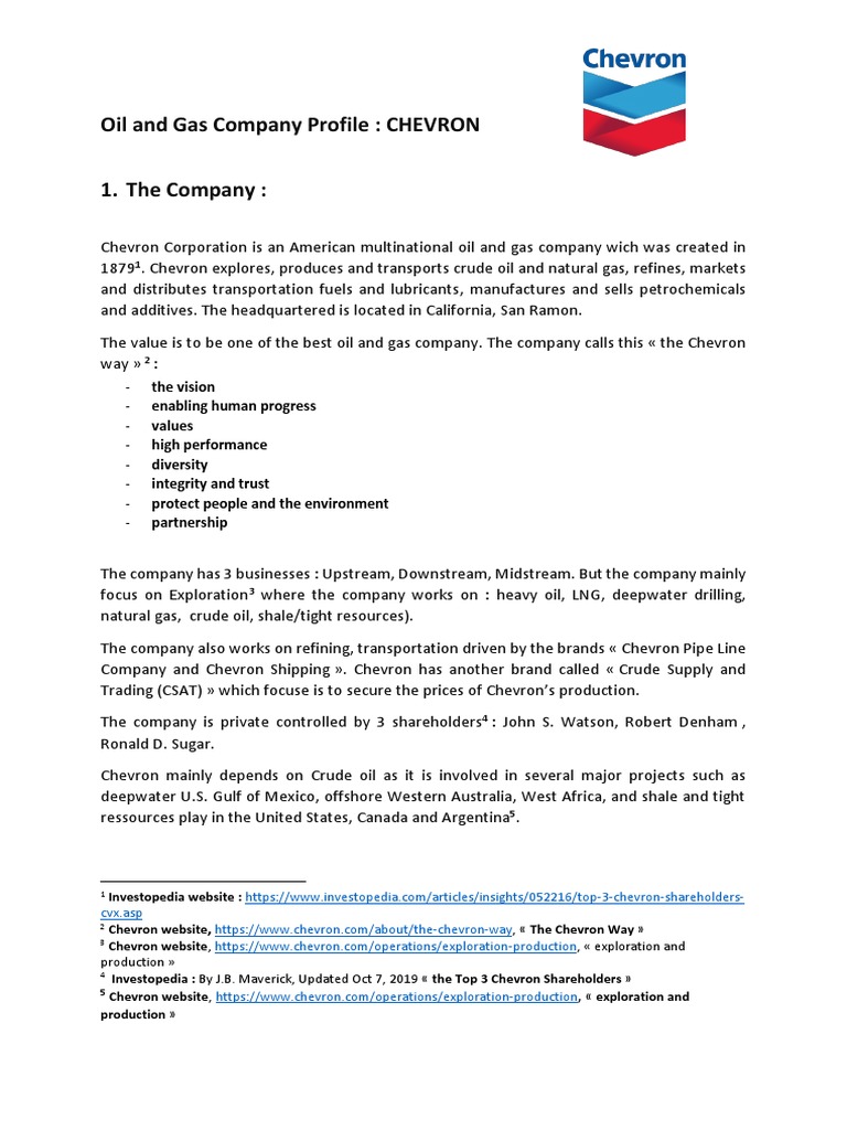 Chevron Corporation Company Overview | PDF | Chevron Corporation ...