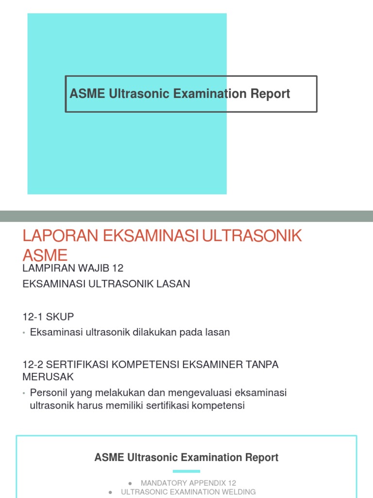 Asme Ultrasonic Examination Report | PDF | Ultrasound | Applied And ...