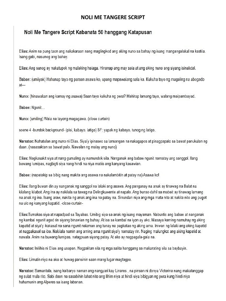 Noli Me Tangere Script 1 | PDF