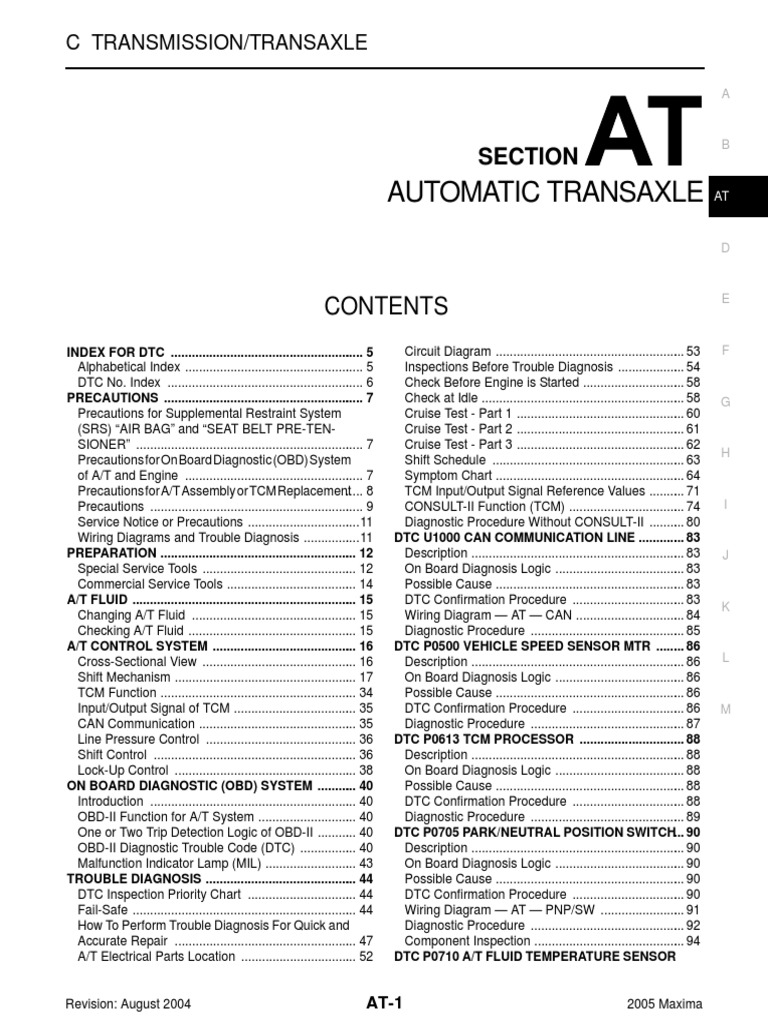 DTC P0726 Diagnosis for 2005 Maxima | PDF | Airbag | Valve