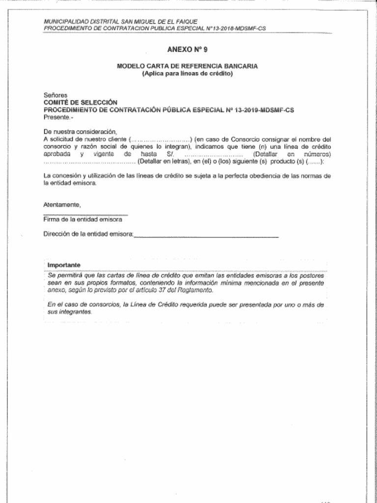 Modelo Carta Referencia Bancaria