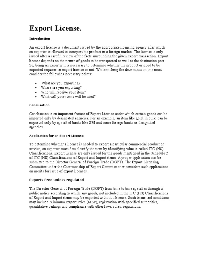 Understanding Export Licenses and Regulations | PDF | Finance & Money ...