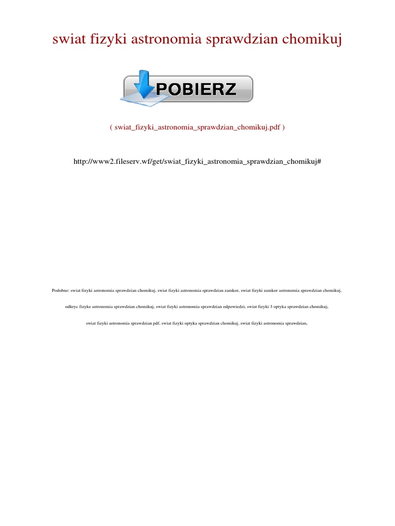 świat Fizyki Klasa 8 Podręcznik Pdf