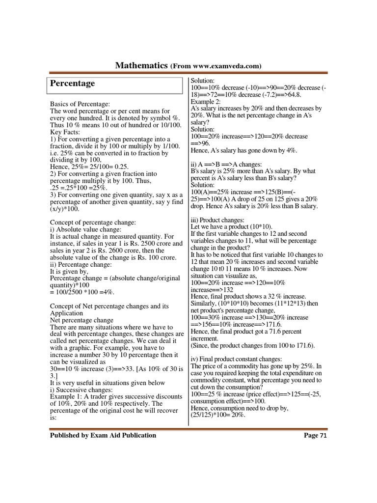Understanding Percentage Calculations | PDF | Percentage | Teaching ...