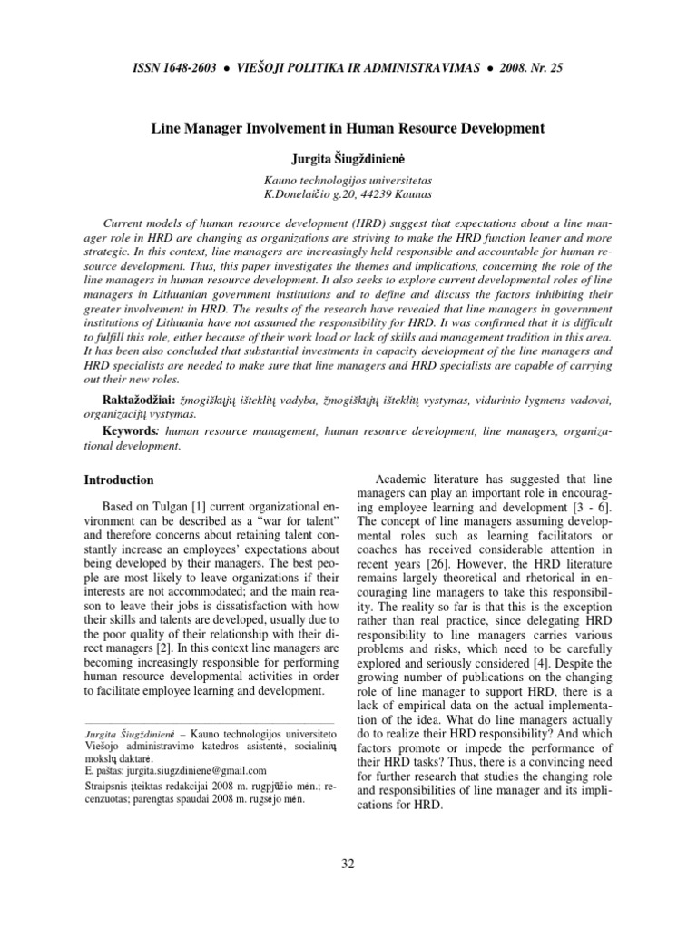 Line Managers' Evolving Role in HRD | PDF | Human Resource Management ...