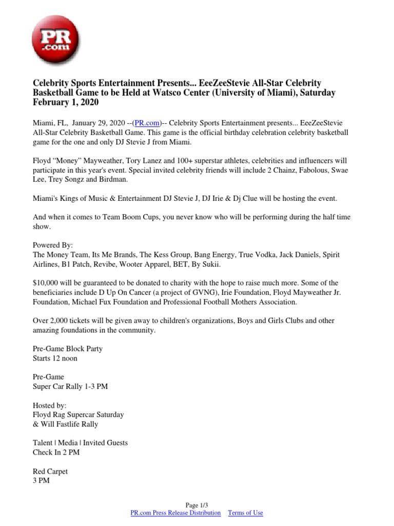 Celebrity Sports Entertainment Presents... EeeZeeStevie AllStar Celebrity Basketball Game To Be