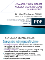 Arif Setiawan Penyelesaian Litigasi Sengketa Medik - FKUII - Des - 2016 PDF