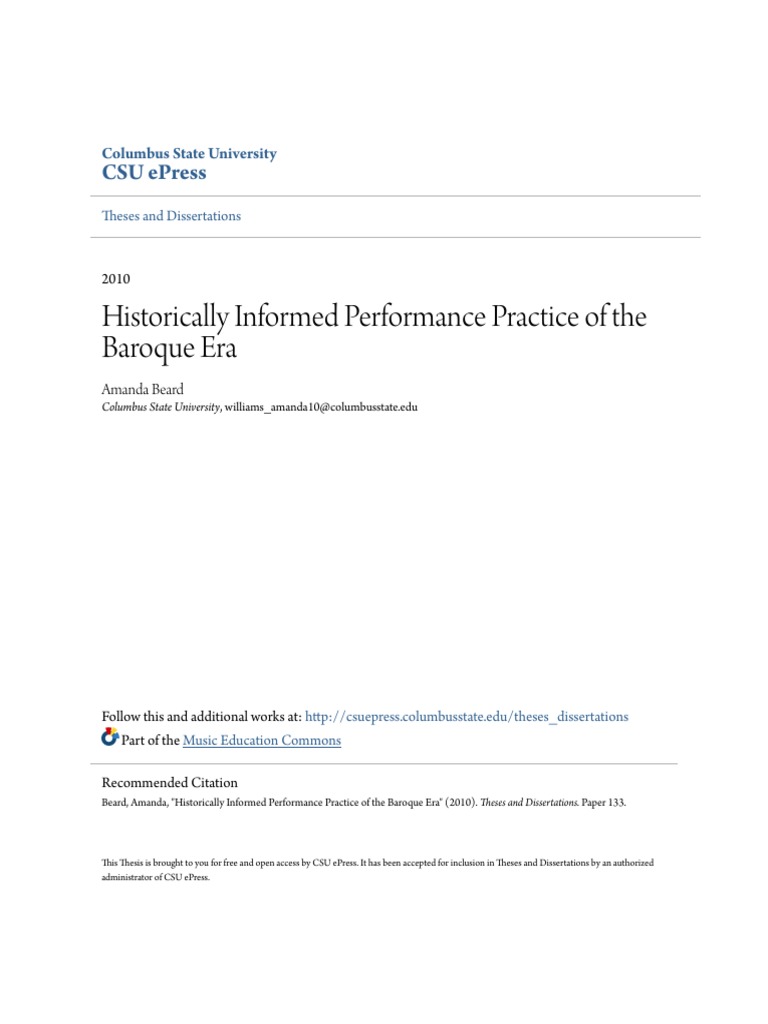 Historically Informed Performance Practice Of The Baroque Era Pdf