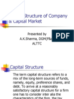 Capital Structure of Company & Capital Market: Presented by A.K.Sharma, DGM (F&A) Alttc