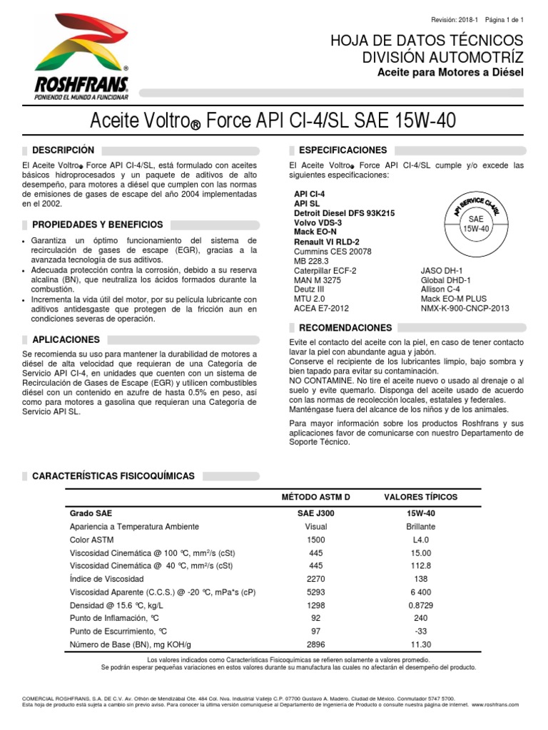 17 Voltro Force HDT | PDF | Lubricante | Motor diesel