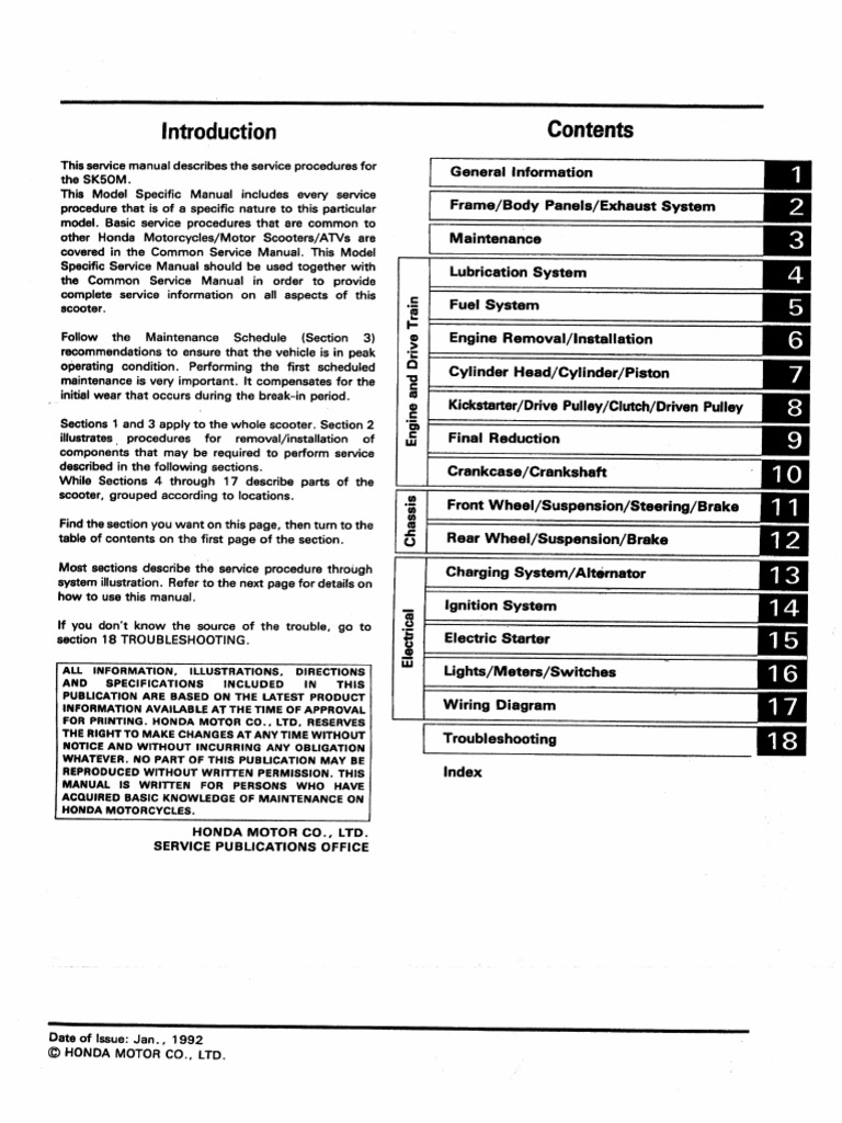 Honda SK50 Dio Service Manual PDF | PDF